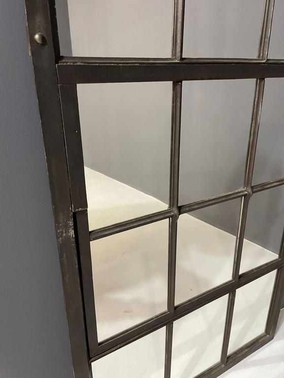 Image 1 of Industrial Iron Mirror with Patina, Czechoslovakia, 1960s