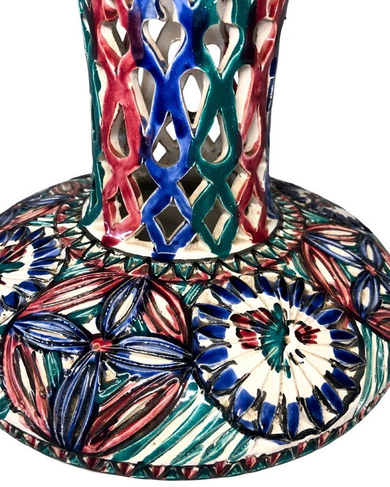 Image 1 of Large Vintage Nabeul Tunisia Vase - 25cm Height - 18cm Diameter - Office National de l'Artisanat