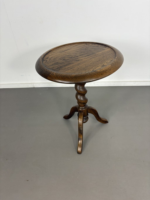 Vintage gedraaide eiken bijzet plantentafel