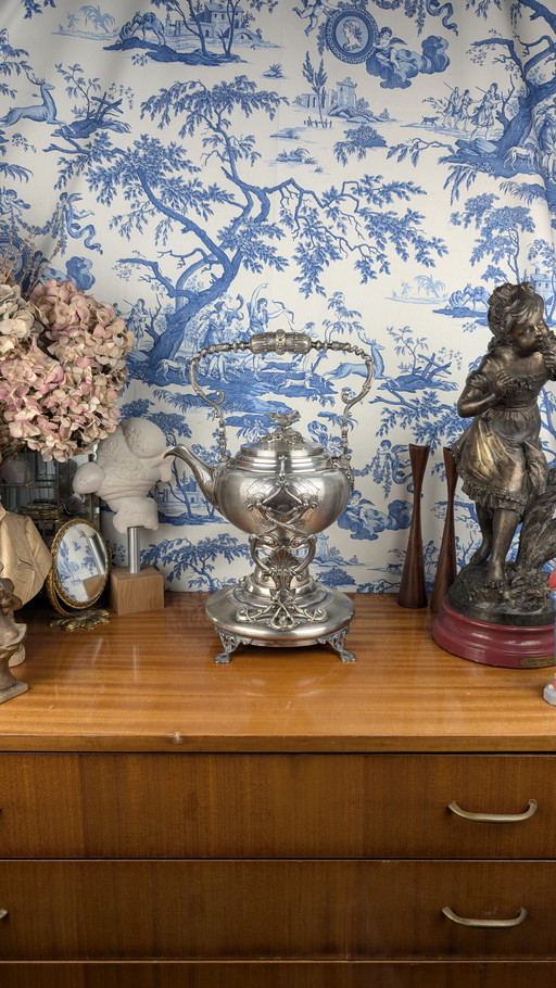 Silver-plated metal Samovar with Baroque Incised decoration by the silversmith Armand Frénais late 19th century