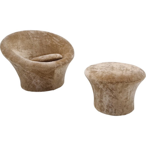 Fauteuil et ottoman vintage en forme de champignon par Pierre Paulin pour Artifort, 1960s