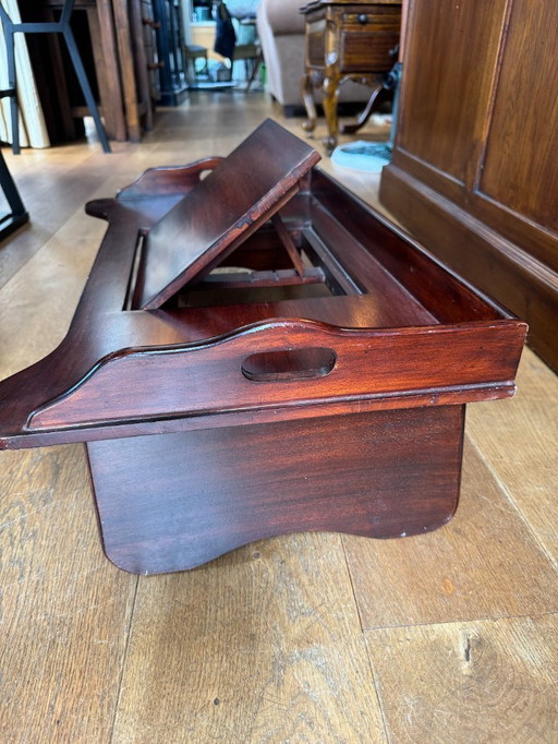 Mahonie dienblad opklapbaar boekensteun serveer-tableau