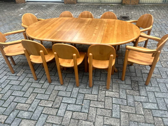Rainer Daumiller Großes Esszimmer-Set (11 Teile) – Erle massiv – Brutalismus / Skandinavische (photo 4 of 8)