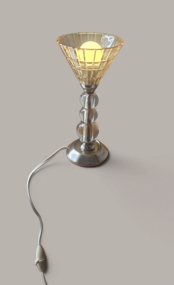 Modernist Glass and Metal Lamp - Jacques ADNET Style - 1950s – Table lamps (photo 12 of 15)