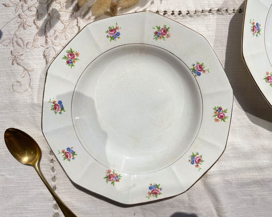5 Piatti Fondi Vintage SALINS in Porcellana Opaca con Motivo Floreale – Stoviglie (photo 17 of 19)