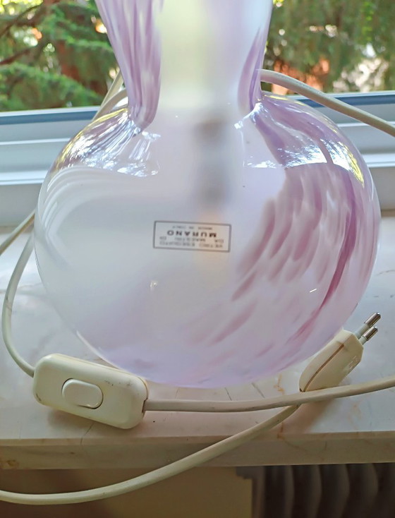 Image 1 of MURANO Vintage Pink Swirl Glass Table Lamp - Mid-Century - Made in Italy - Perfect