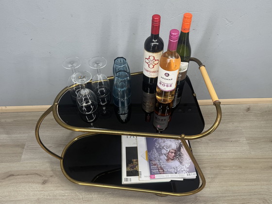 Image 1 of Vintage serving trolley with smoked glass tops