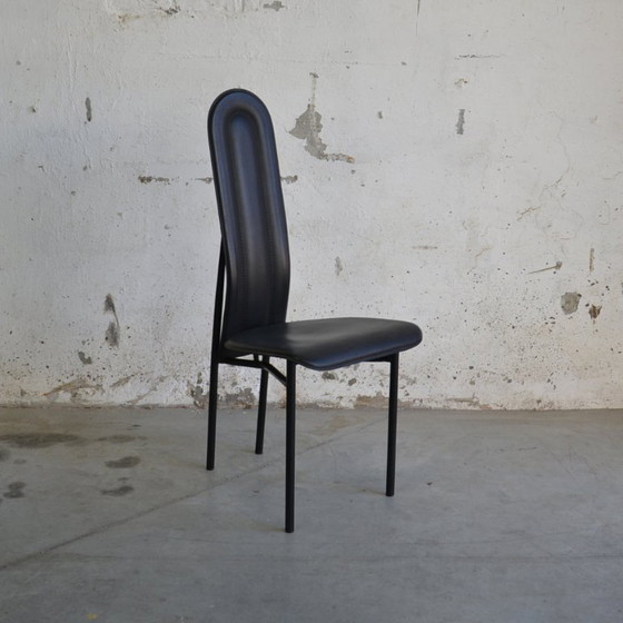 Image 1 of 6 chaises de salle à manger en cuir