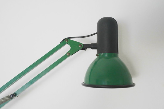 Image 1 of  Fase Architect Desk Lamp 1980s Spanish Adjustable Swing Arm Green Lamp Vintage Clamp Task Light Mid Century Industrial Lighting