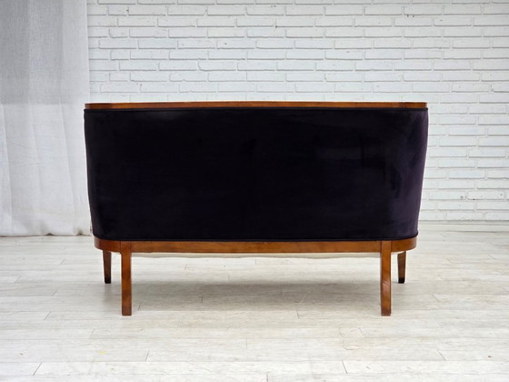 Image 1 of 1950s, Danish art deco 2-seater sofa, ash wood, furniture velour.