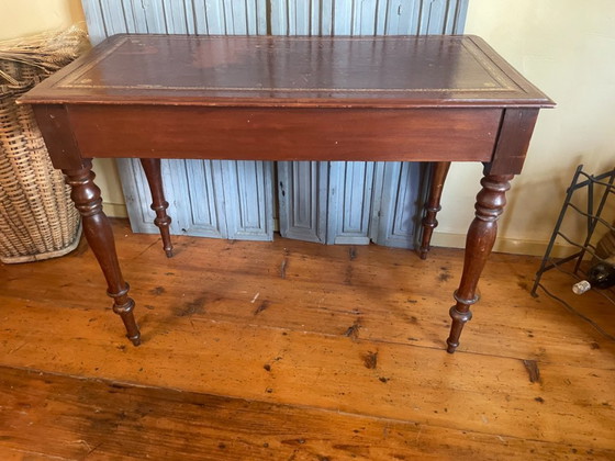 Image 1 of 19th Century Desk Worktable Leather And Inlaid With Gold Leaf