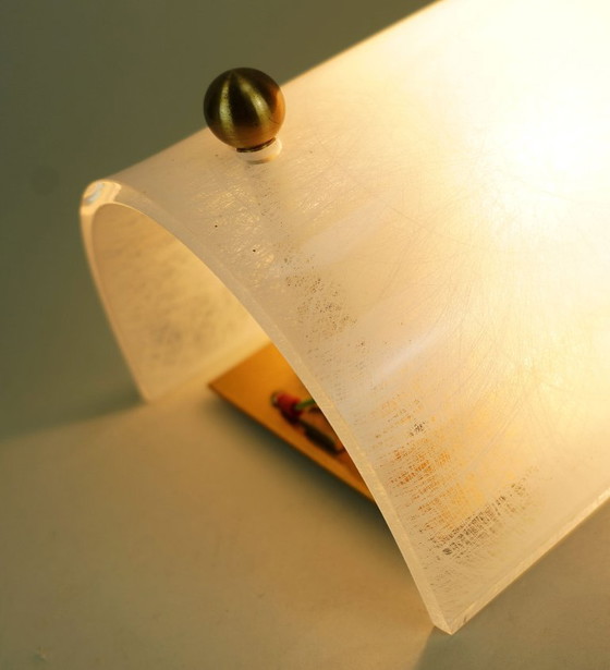 Image 1 of mid century SCONCE acrylic and brass 1960s 1970s lucite wall lamp