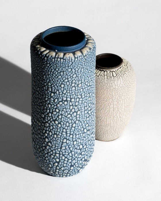 Image 1 of ALBERT KIESSLING Schlangenhaut XL Vase Duo Ostdeutsche Keramik REDUKTIONSGLASUR GDR