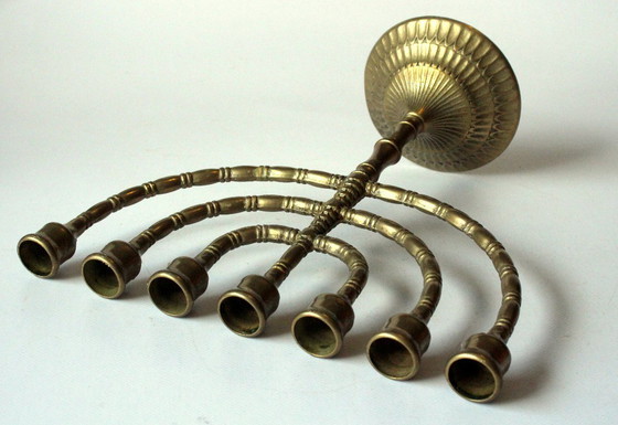 Image 1 of Grote messing menora - jaren 1950