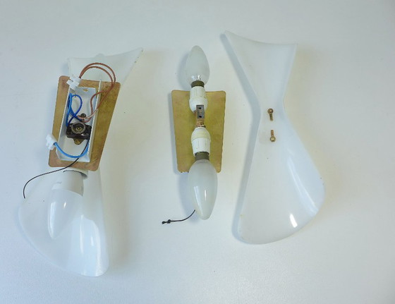 Lot de 2 appliques murales vintage années 50-60, style Diabolo Stilnovo, fabriquées en France. – Plastic (photo 8 of 10)