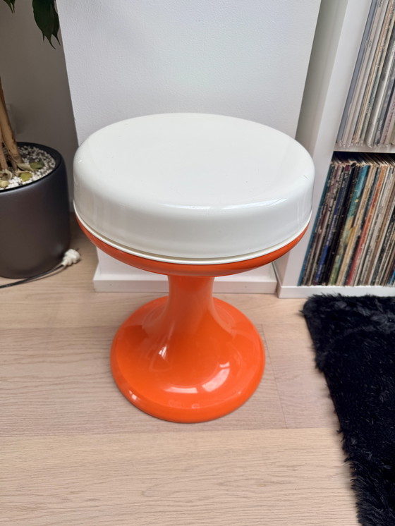 Image 1 of Emsa Vintage Orange White Stool Side Table 70S Retro Space Age