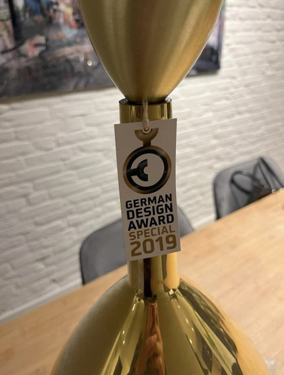 Image 1 of Lampada a sospensione EBB &amp; FLOW Lute XL in vetro soffiato a mano, colore oro (nuova nella scatola!)