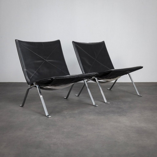 Rare First Edition Pair of PK22 Chairs by Poul Kjærholm for E. Kold Christensen, Denmark, 1958
