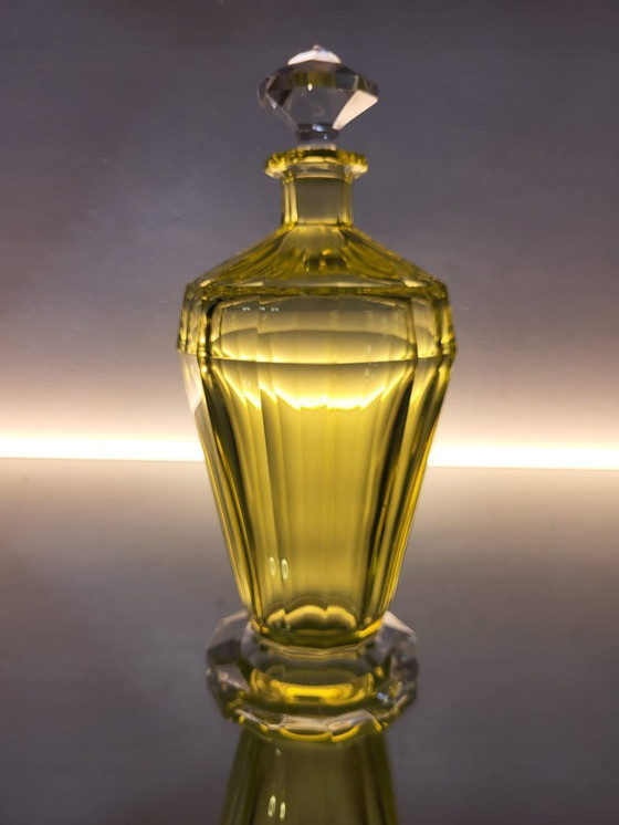 Image 1 of Val Saint Lambert “Montmartre” shaker / karaf met 2 glazen in uraniumglas ca. 1930