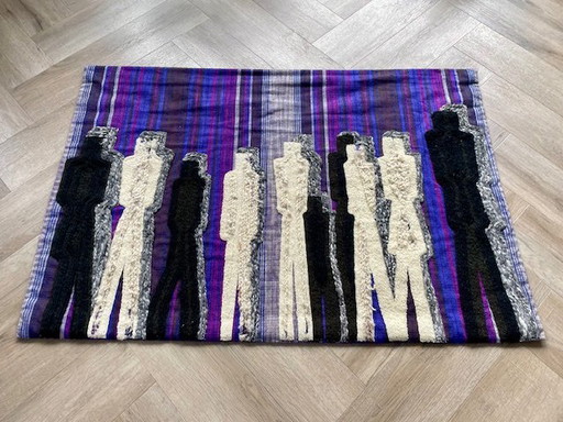Vintage Wandkleed Met Getufte Figuren | 144 x 77 cm | Wol Op Textiel
