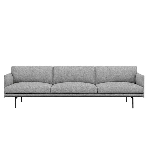 Muuto Outline 3,5 Zitter Fiord Grijs, Zwart Poten – 3 5 zitsbanken, Textile, Wool