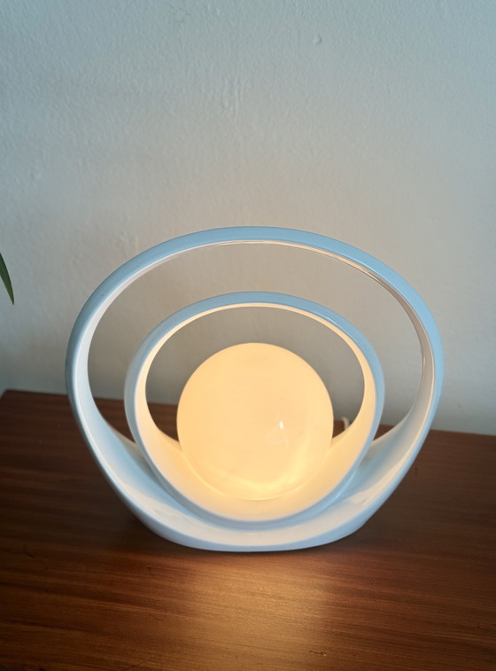 Image 1 of Vintage halo lampje van witte keramiek