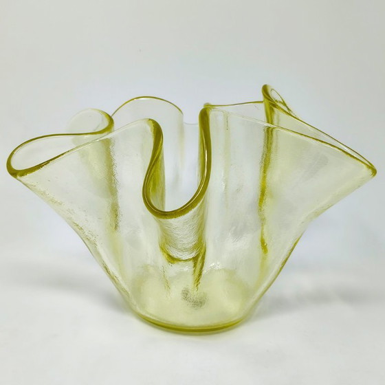 Image 1 of 1970s Italian Murano Glass Yellow "Fazzoletto" Handkerchief Vase by Dogi