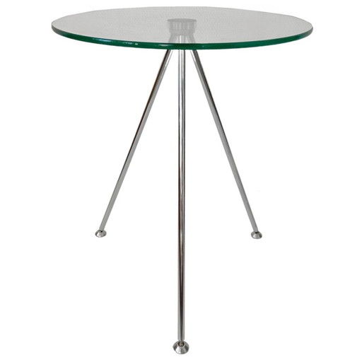 Table d'appoint en verre design vintage trépied chromé