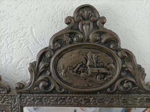 Vintage Hallway Mirror with Clothing Brushes