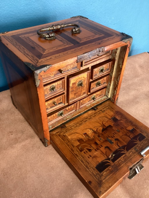 Augsburg Miniatuur 17e-eeuwse originele marqueteriekist