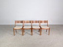 Set van 4 stoelen uit het midden van de 20e eeuw van KS Møbler, teakhout, Deens design, vintage.