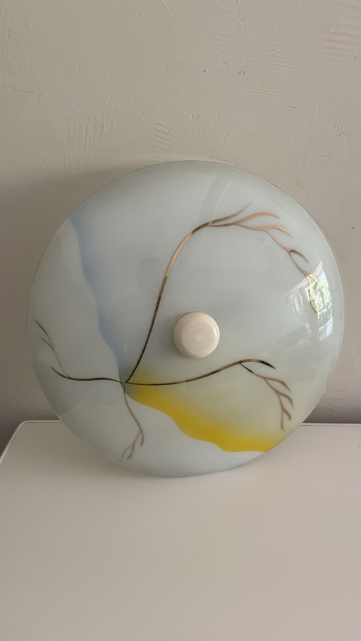 Vintage Ceiling Light 1950s/1960s Glass – plafondlampen, Plastic (photo 2 of 7)
