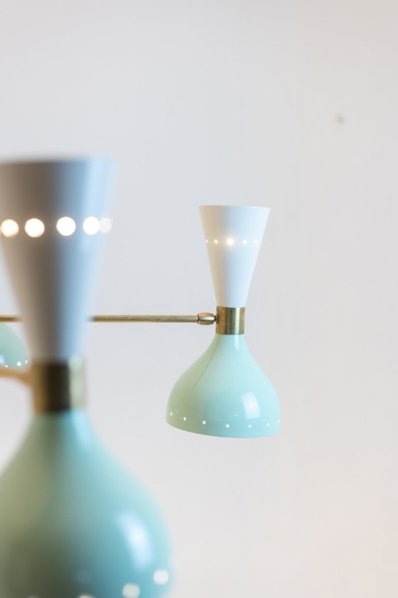 Image 1 of Stralende diabolokroonluchter met 12 kaarslampen. Eigentijds.