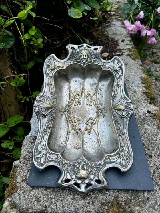 Silvered plateau Art Nouveau Jugendstil 19th century – Table accessories, Metal (photo 2 of 5)