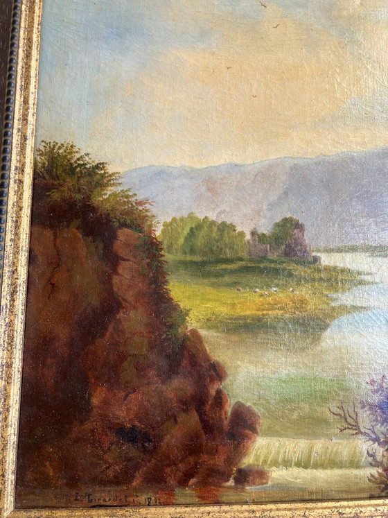 Image 1 of French school 19th century river landscape signed.