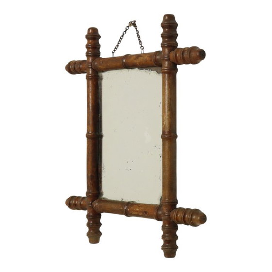Image 1 of Espejo antiguo de madera imitación bambú 44x39cm