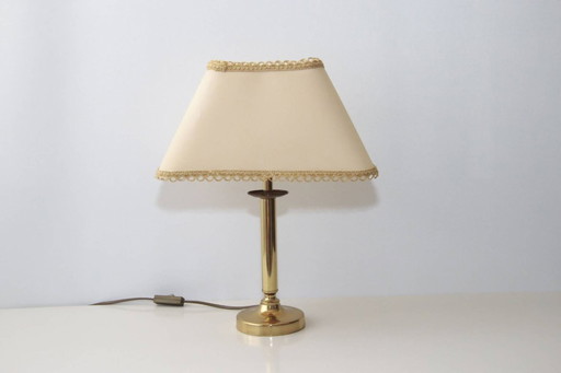 Brass table lamp with fabric border, 43cm, 90s vintage