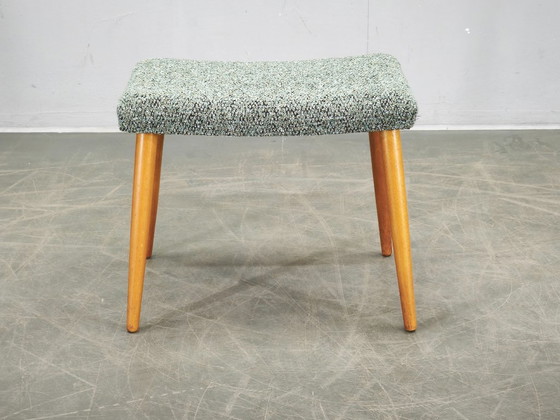 Danish Mid-Century Modern Beech and Upholstered Stool, 1960s – Wood (photo 2 of 10)