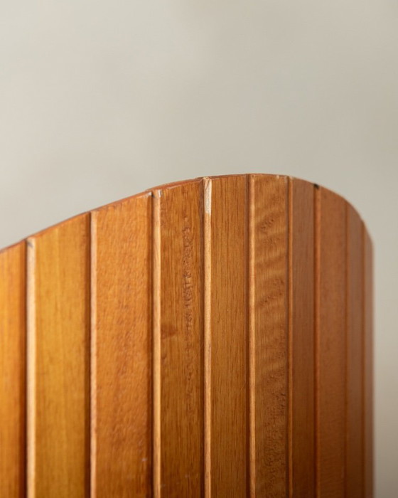Image 1 of Vintage French Art Deco Pine Tambour Room Divider by Jomain Baumann for Baumann, 1930s