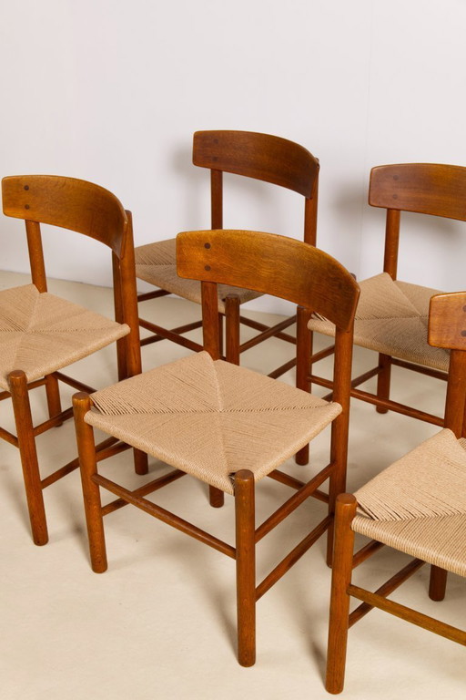 Set di 6 sedie da pranzo in rovere 'j39' di Borge Mogensen, anni '60