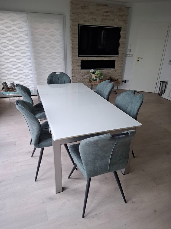 Tavolo da Pranzo Allungabile 130/195/260 * 90 - Designer Italiano, Tavoli da pranzo, Vetro, Metallo, Argentato (foto 2 di 6)