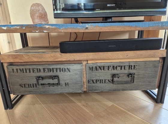 Image 1 of Industrieel TV-meubel sloophout & metaal Piet Hein Eek stijl