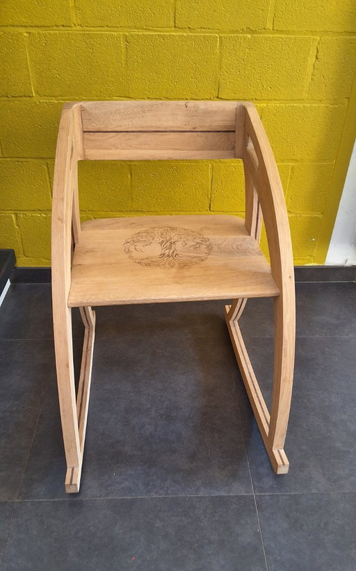 Schaukelstuhl aus Eiche mit Paddock-Akzent