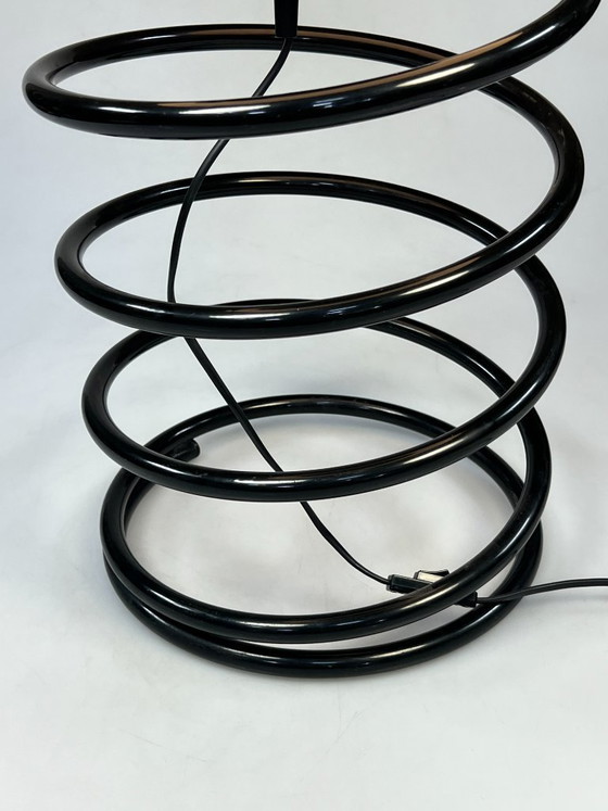 Image 1 of Vintage XL Woja Black Spiral Lamp, Globe Lamp, Netherlands 70's