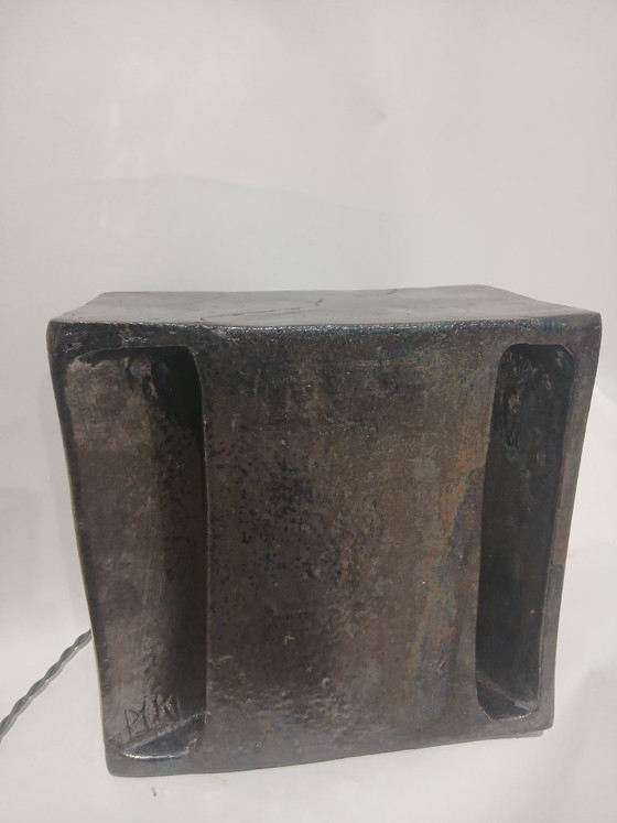 Image 1 of sculptural table lamp, "block" model