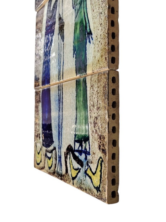 Image 1 of 3 piastrelle artistiche in ceramica 1960