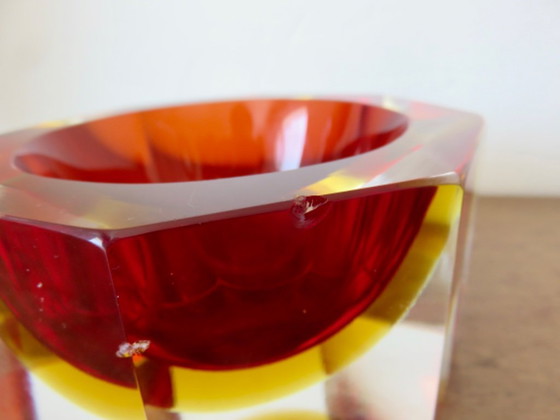 Image 1 of Octagonal Sommerso Murano ashtray, designed by Flavio Poli, 1970s