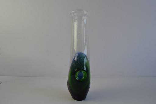 Czech Sommerso Art Glass Vase in Blue and Green, Attributed to Josef Hospodka, 1970s