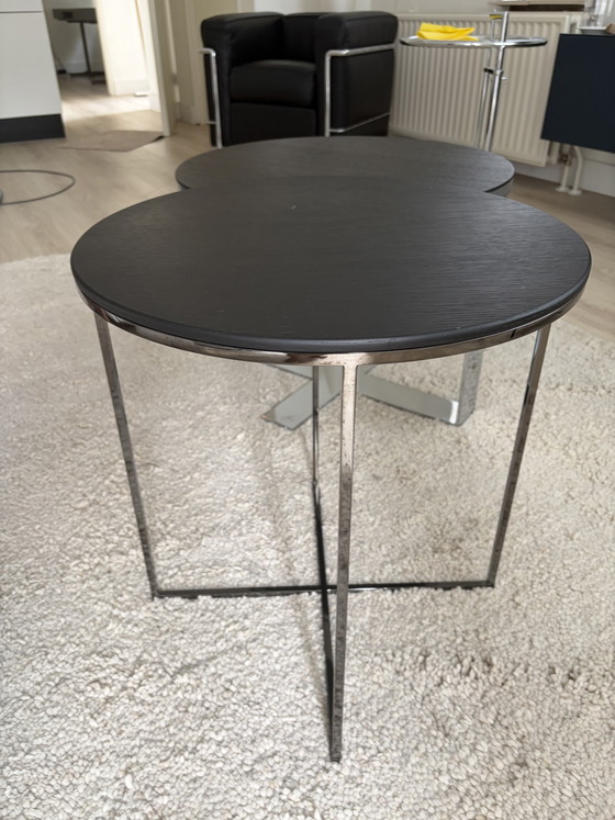 Minotti Design Beistelltisch – Schwarze Eiche / Metall – Beistelltische, polished steel, Wood (photo 7 of 8)