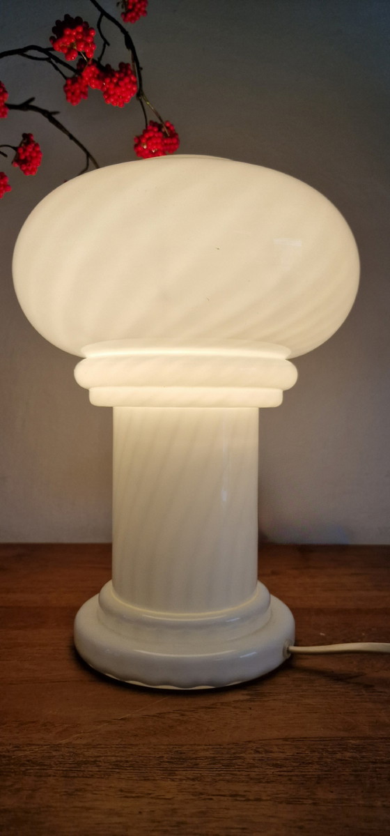 Image 1 of Vintage Murano Table Lamp Mushroom Swirl